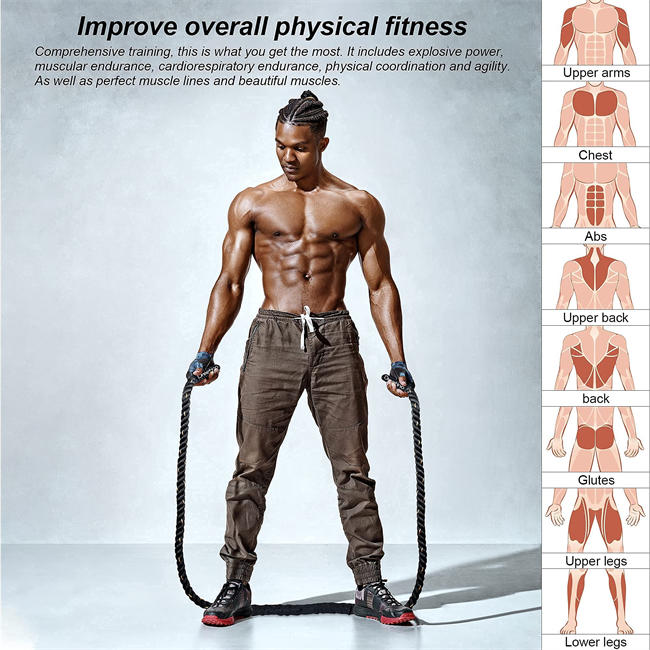 2LBWeighted Jump Rope Adult for Fitness Men and Women Heavy jump Ropes Whole Body Muscle Exercise to Improve Strength Endurance Training Sports jumping rope Outdoor Concrete use Weight Loss Skipping Rope